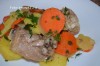 Курица обжаренная с овощами и кофейными зернами