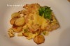 Хек запеченный с картофелем и зеленым горошком