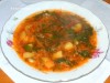 Овощной борщ с фасолью затолченный салом