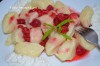 Ленивые вареники из творога с малиновым сиропом