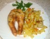 Семга, запеченная с овощами в сметане