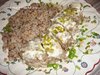 Мясной рулет с грибами, яйцом и луком