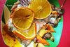 Апельсиновая рыба с овощным шашлыком